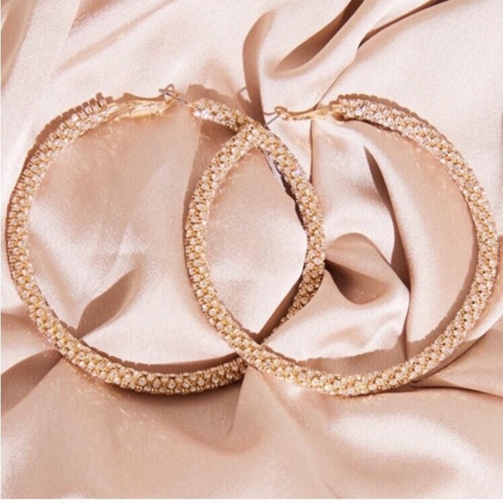 RARE diamanté encrusted hoop earrings